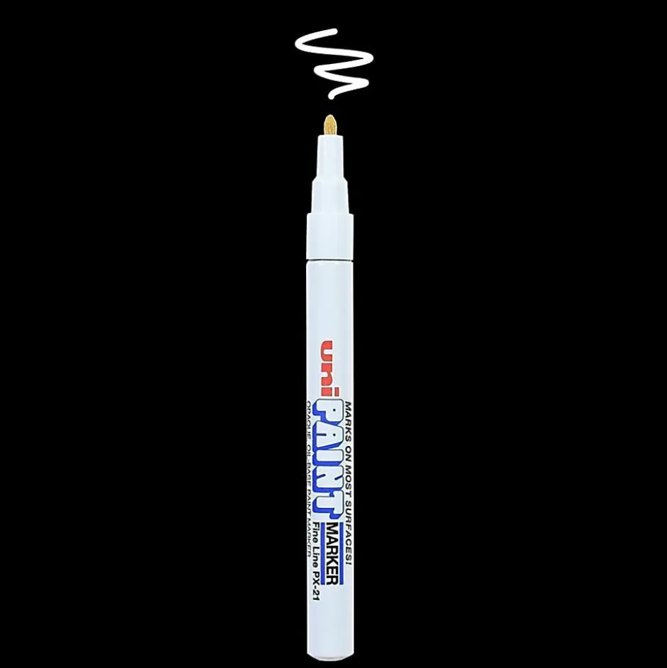 Uni-Paint® Markers, Fine Point, White, Pack Of 12