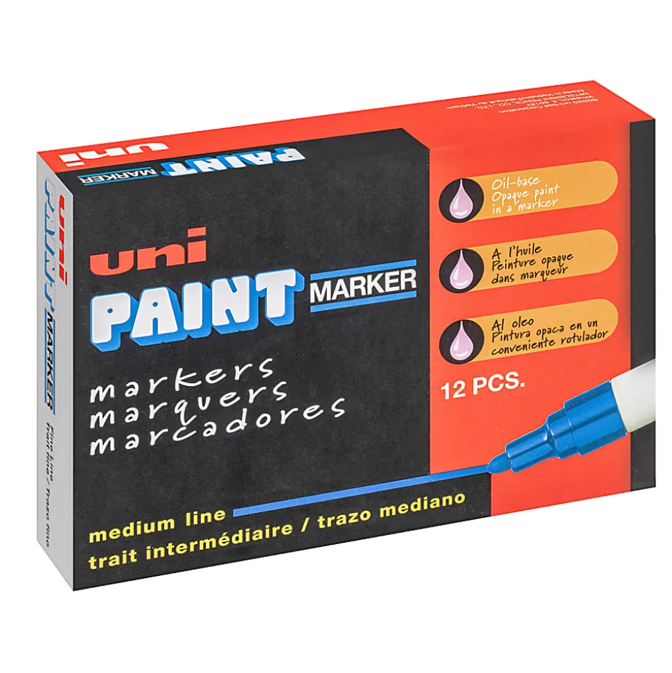 Uni-Paint® Markers, Medium Point, White, Pack Of 12