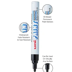 Uni-Paint® Markers, Medium Point, Black, Pack Of 12