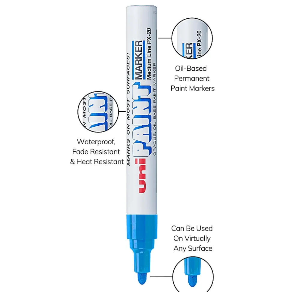 Uni-Paint® Markers, Medium Point, Blue, Pack Of 12