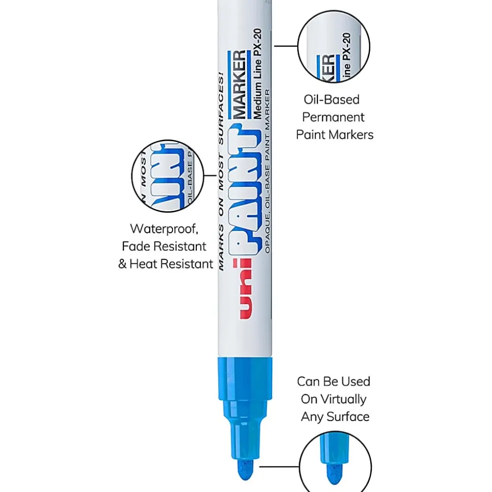 Uni-Paint® Markers, Medium Point, Blue, Pack Of 12