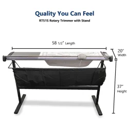United Commercial Rotary Paper Trimmer With Stand And Fabric Catch Tray, 51”, Silver