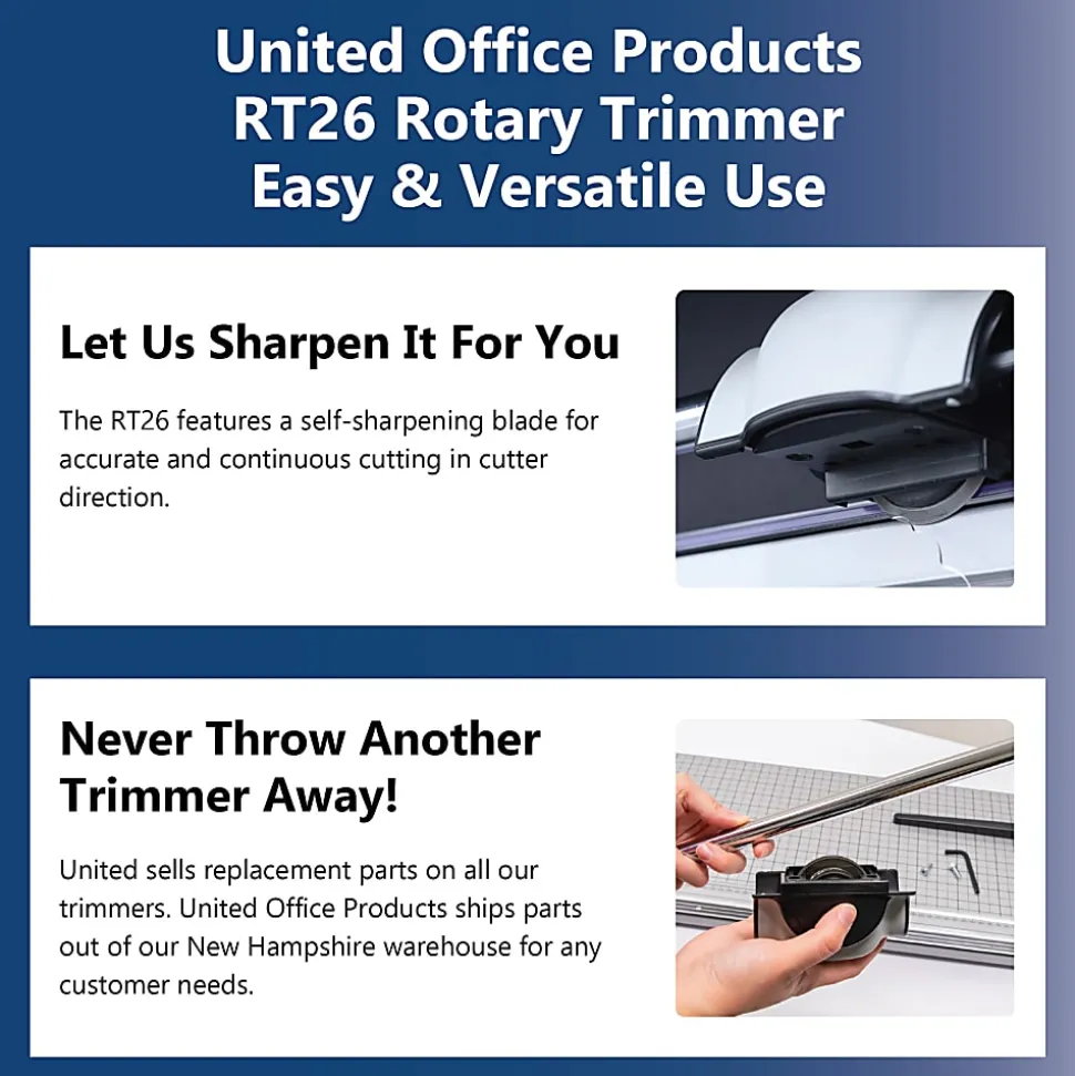 United Commercial Rotary Paper Trimmer, 26”, Silver