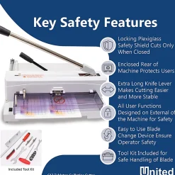 United C12 Tabletop Guillotine Paper Cutter With LED Laser Cut Line, 14.5”, Gray