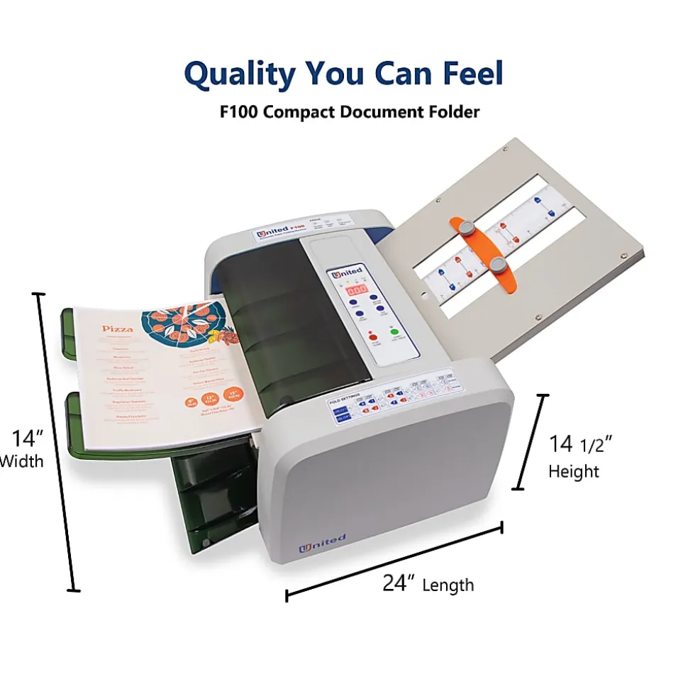 United F100 Desktop Paper & Letter Folder, 200-Sheet Capacity, Gray
