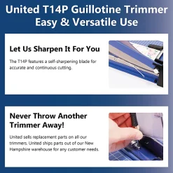 United Professional Guillotine Paper Trimmer, T14P, 14”, Blue