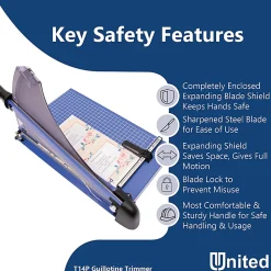 United Professional Guillotine Paper Trimmer, T14P, 14”, Blue