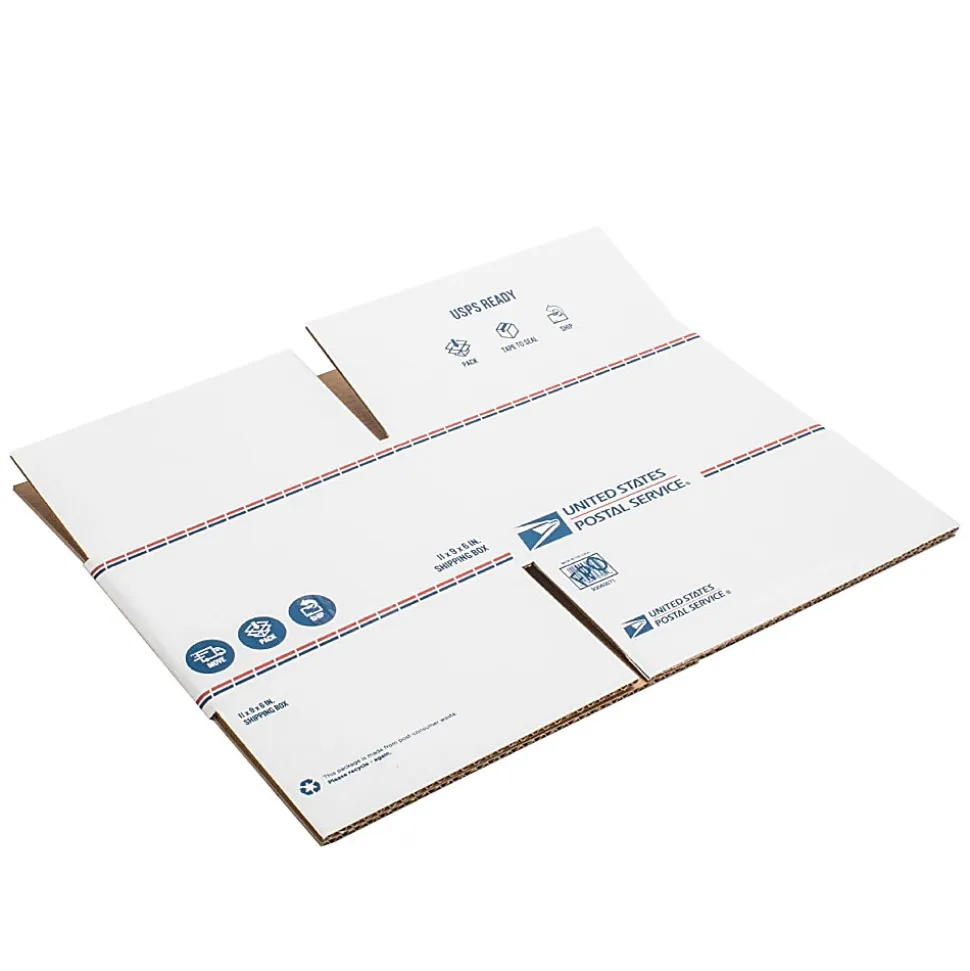 United States Post Office Shipping Box, 11" x 9" x 6", White