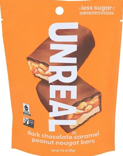 Unreal Dark Chocolate Caramel Peanut Nougat Bars, 3.4 Oz, Total Qty 6