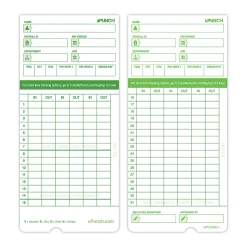 uPunch All Pay Periods Time Cards, 2-Sided, 3.5" x 7.5", Green, Pack Of 50, HNTCG1050