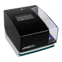 uPunch Digital Time Clock And Date Stamp Bundle, Unlimited Employees, 8”H x 6-13/16”W x 6”W, Black