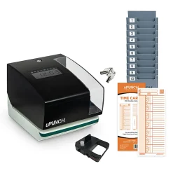 uPunch Digital Time Clock And Date Stamp Bundle, Unlimited Employees, 8”H x 6-13/16”W x 6”W, Black