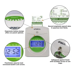 uPunch Electronic Non-Calculating Time Clock, 11.25