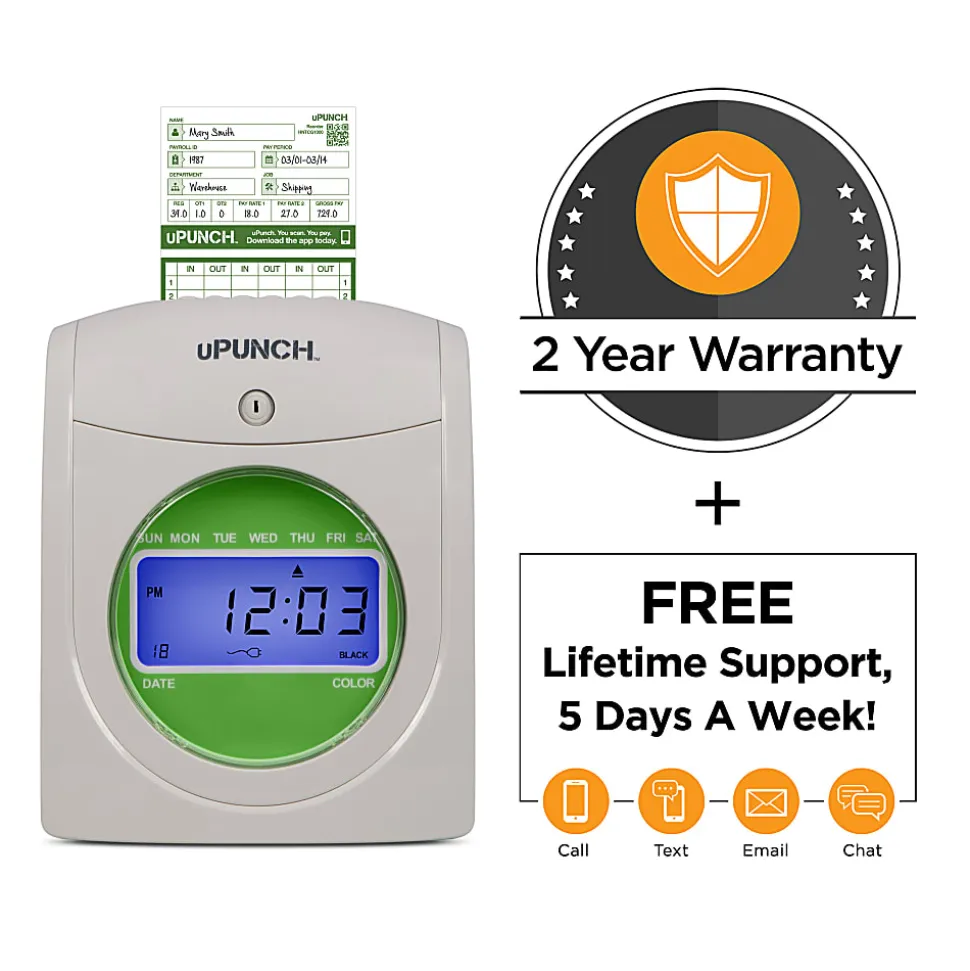 uPunch Electronic Non-Calculating Time Clock, 11.25"H x 7"W x 10.25"D, HN1500