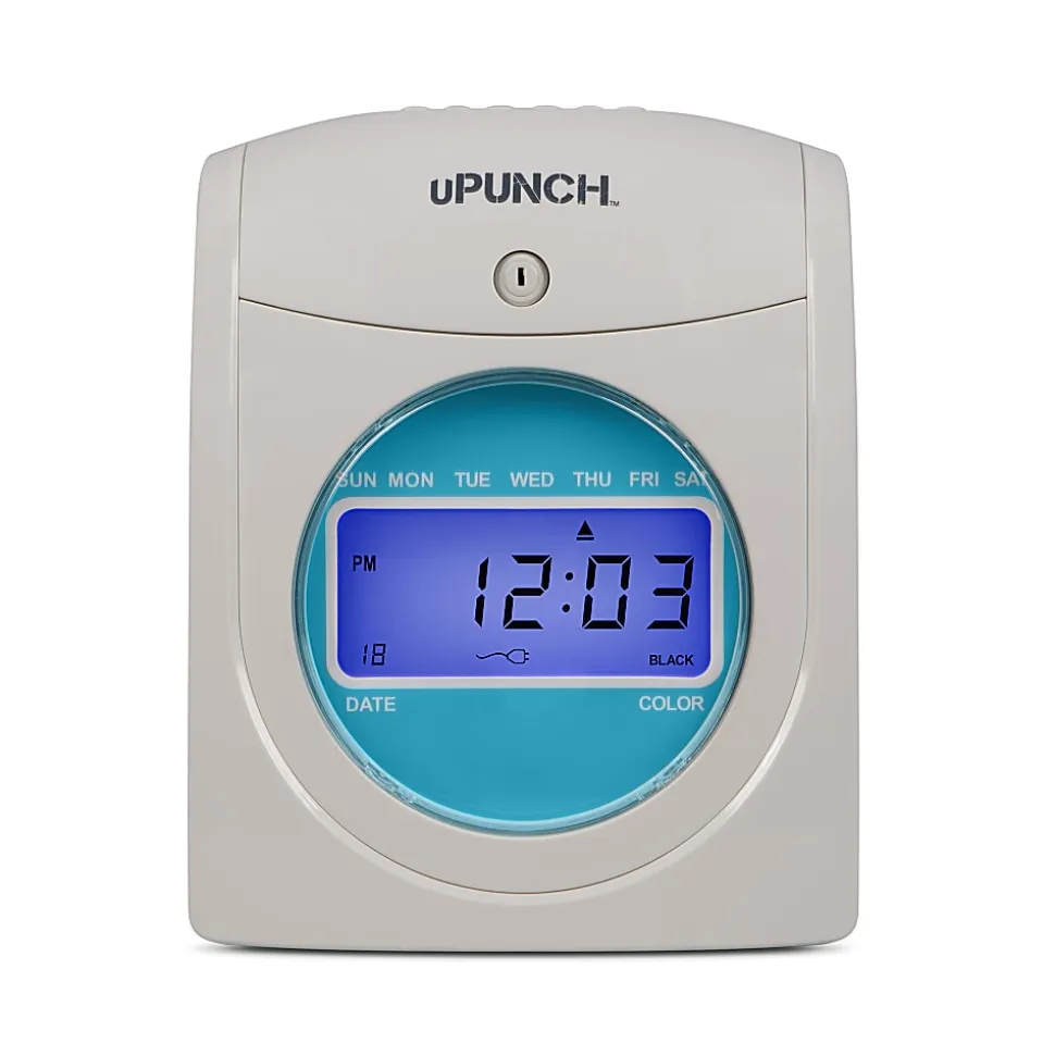 uPunch SB1200 Electronic Auto-Align Punch Time Clock Bundle, Unlimited Employees, 12"H x 11"W x 16"D