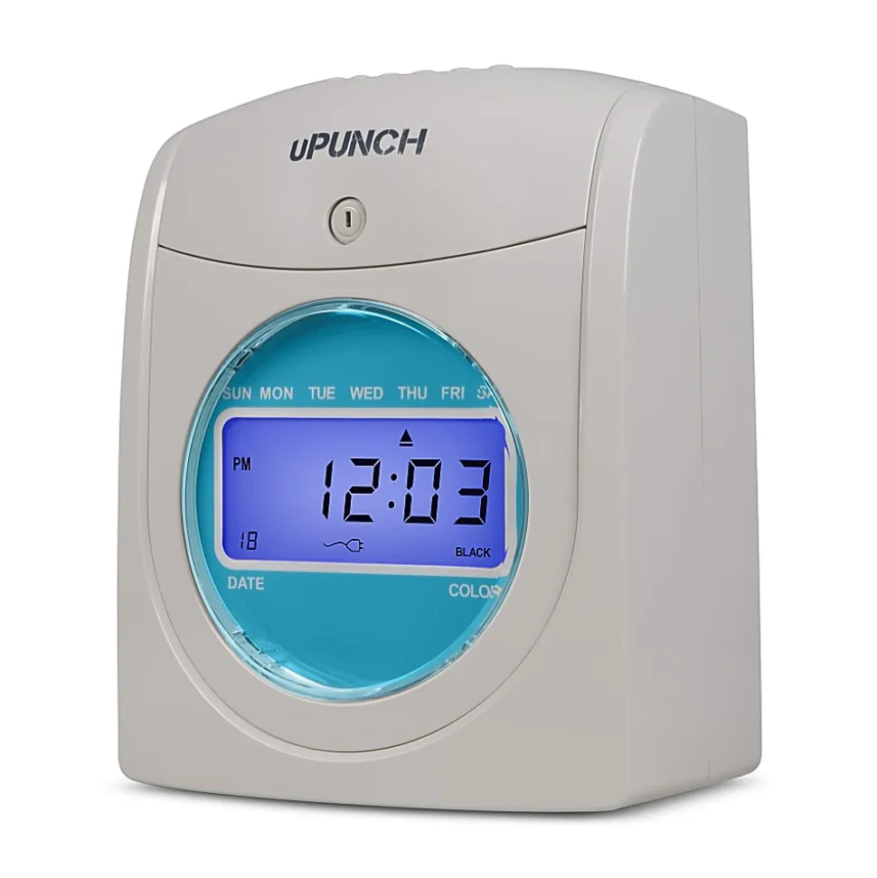 uPunch SB1200 Electronic Auto-Align Punch Time Clock Bundle, Unlimited Employees, 12"H x 11"W x 16"D