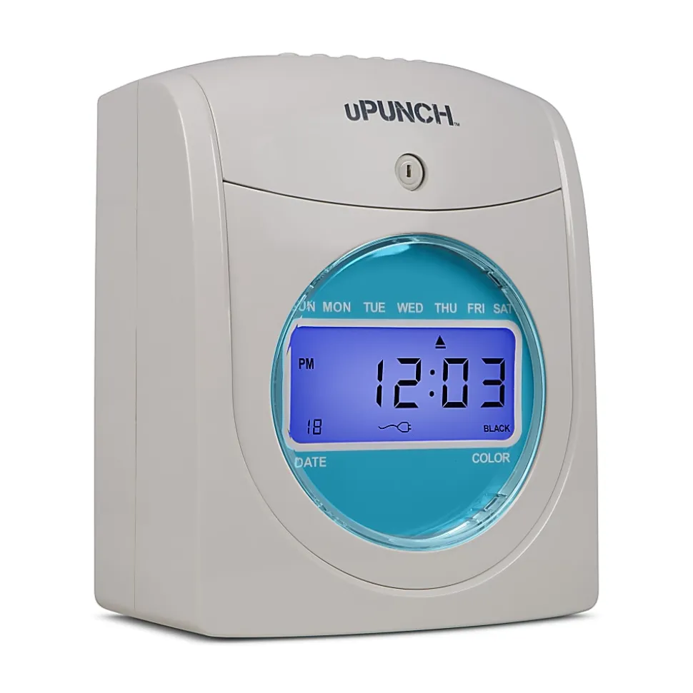 uPunch SB1200 Electronic Auto-Align Punch Time Clock Bundle, Unlimited Employees, 12"H x 11"W x 16"D