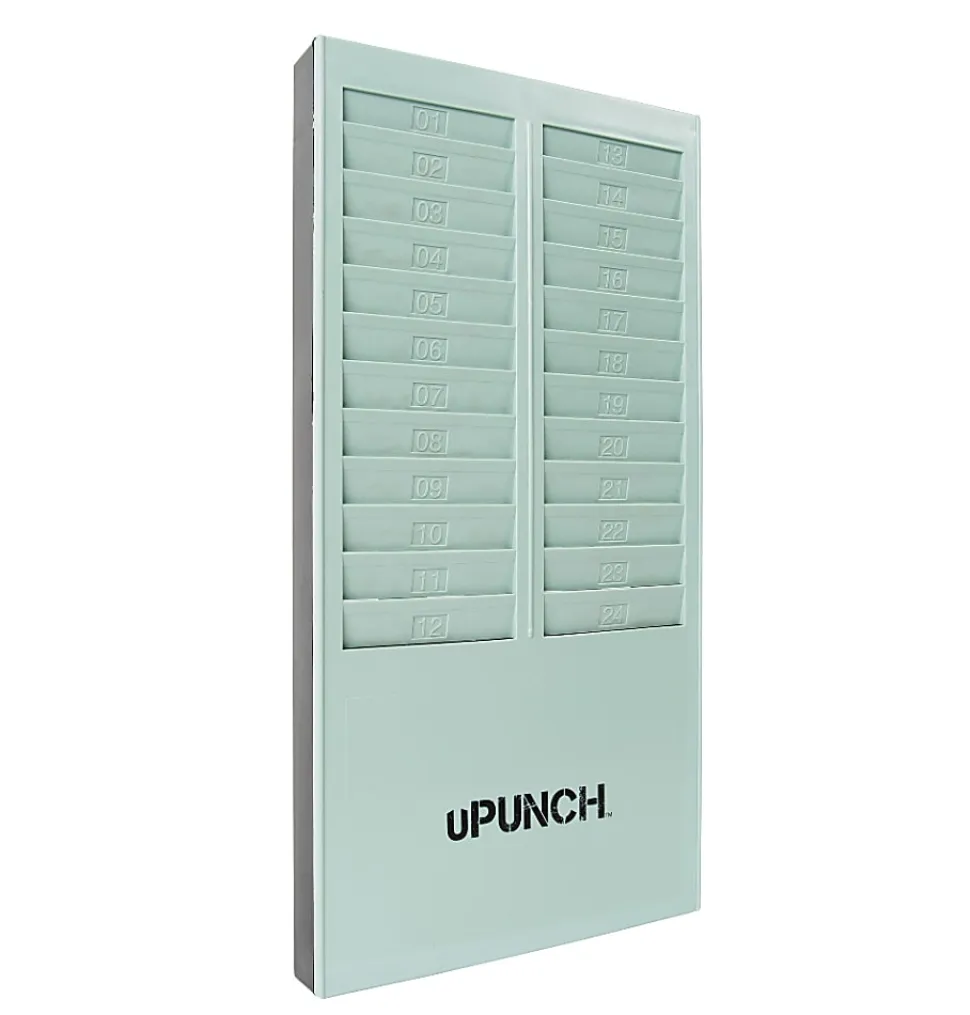 uPunch Time Card Rack, 24 Pockets, 16.4"H x 8.2"W x 1.4"D, Gray, HNTCR24