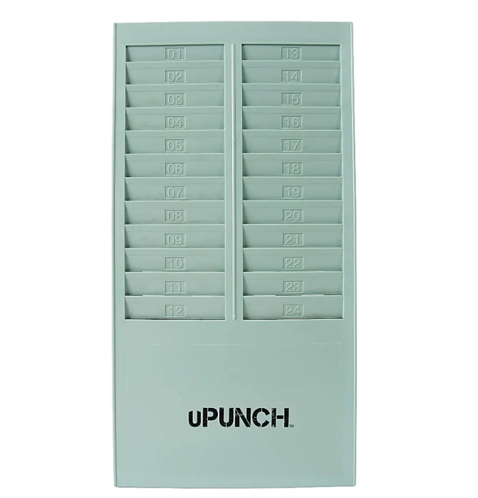 uPunch Time Card Rack, 24 Pockets, 16.4"H x 8.2"W x 1.4"D, Gray, HNTCR24