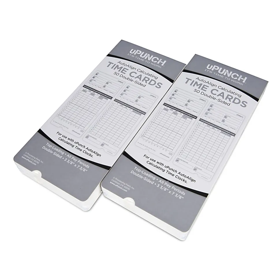 uPunch Time Cards, 2-Sided, 7.5" x 3.5", Gray, Pack Of 100, HNTCL2100-R
