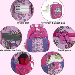 Up We Go Backpack With Lunch Bag And Keychain, Unicorn