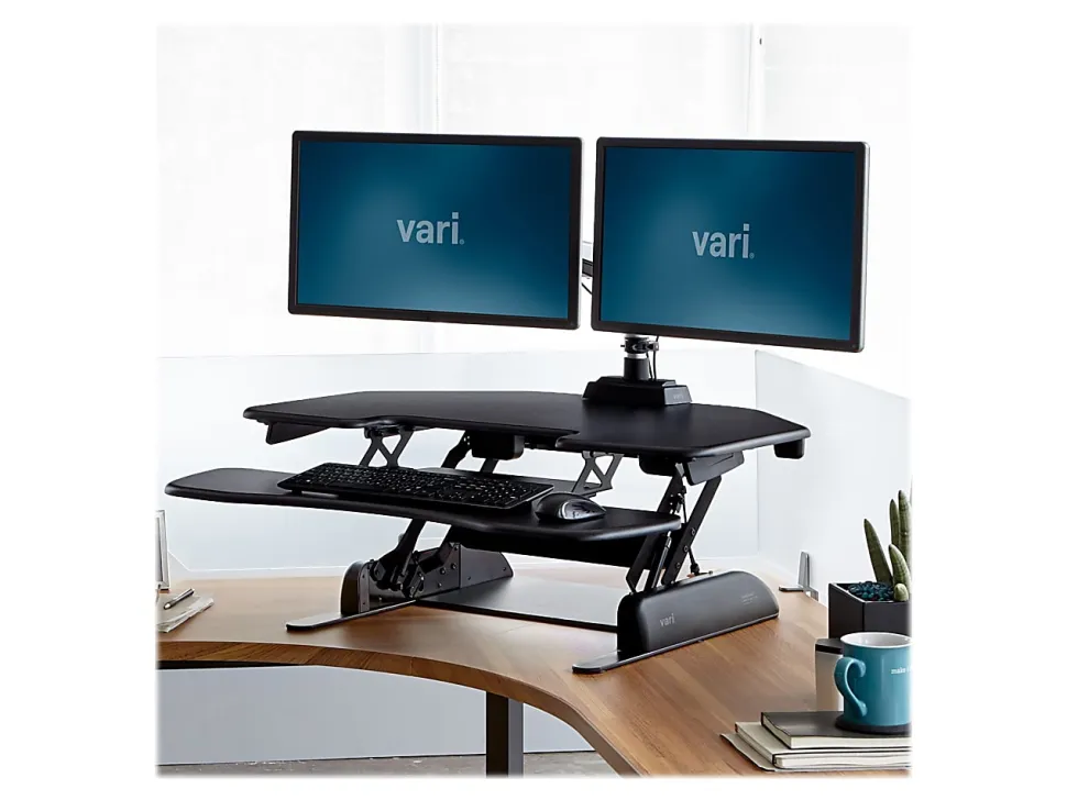 VariDesk Cube Series Corner Standing Desk Riser, 17-1/2"H x 36"W x 33-1/2"D, Black