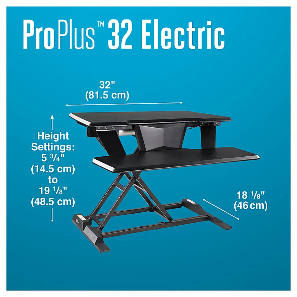 VariDesk Electric ProPlus 32 Standing Desk Riser, Black