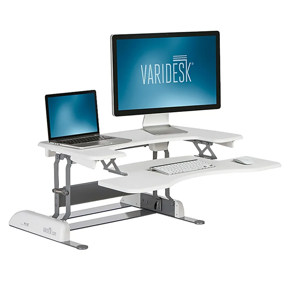 VariDesk Pro Plus 36 White Manual Standing Desk Riser, 17-1/2"H x 36"W x 41-3/4"D, White
