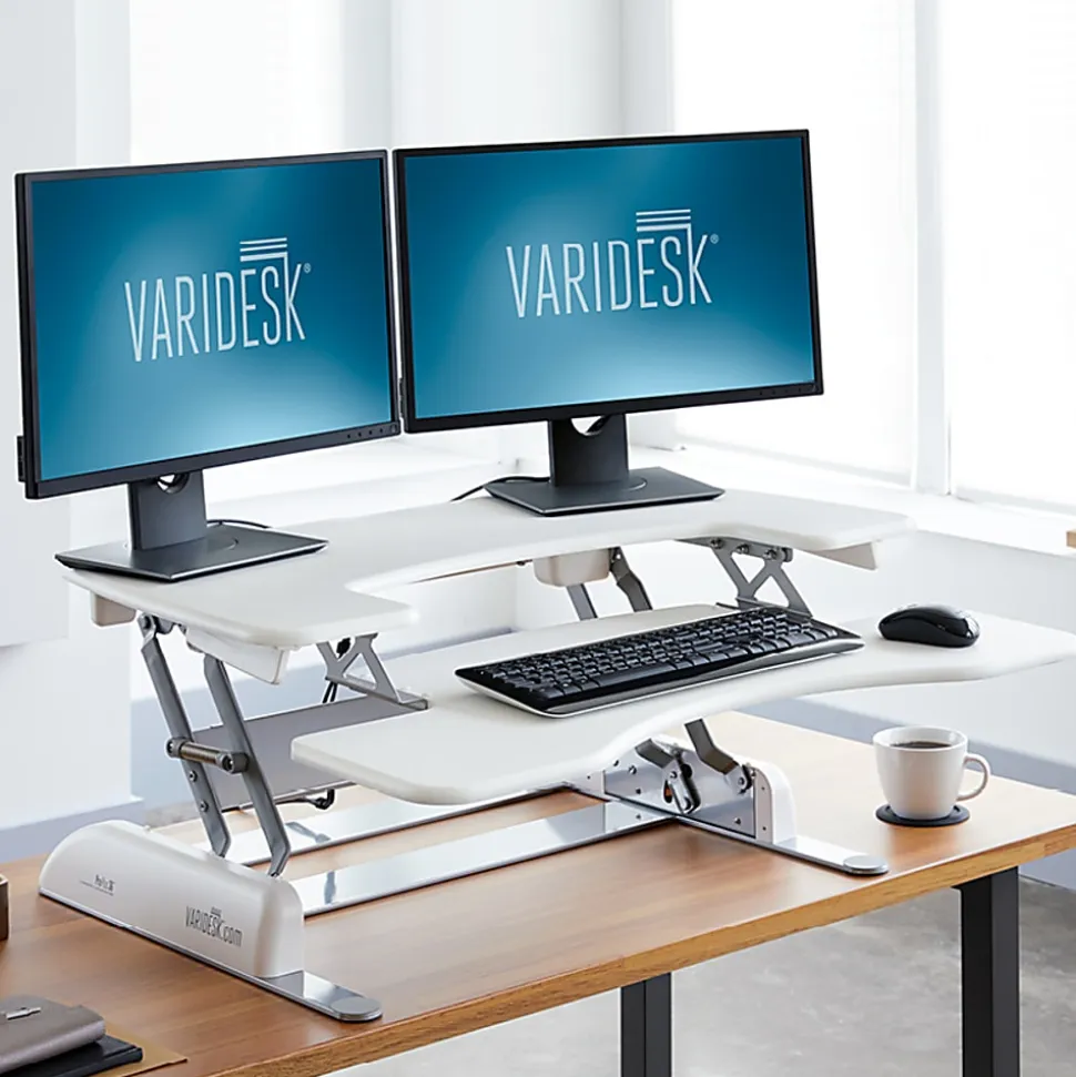 VariDesk Pro Plus 36 White Manual Standing Desk Riser, 17-1/2"H x 36"W x 41-3/4"D, White