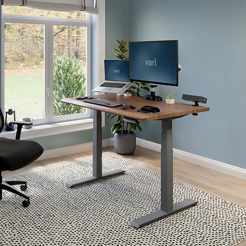 VARI Electric Standing Desk With ComfortEdge, 48"W, Walnut