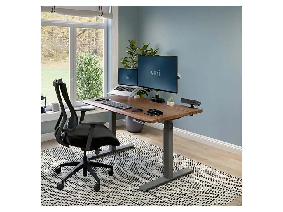 VARI Electric Standing Desk With ComfortEdge, 48"W, Walnut