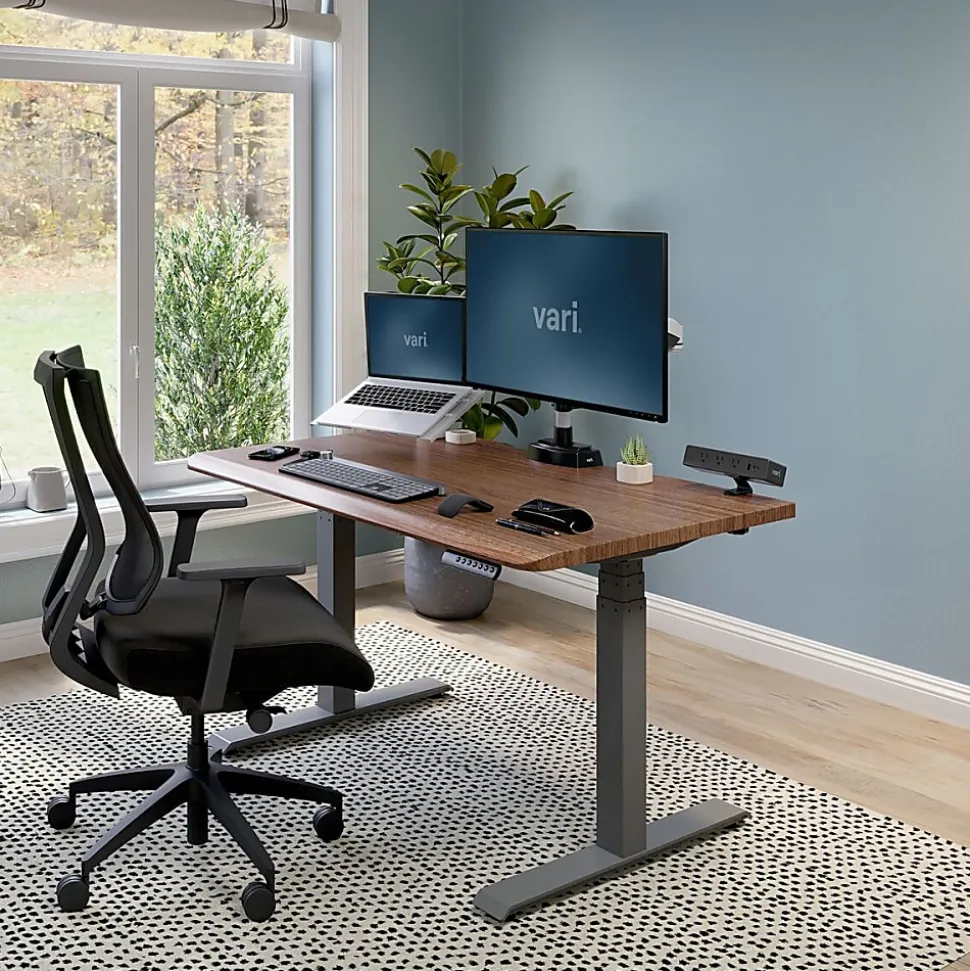 VARI Electric Standing Desk With ComfortEdge, 48"W, Walnut