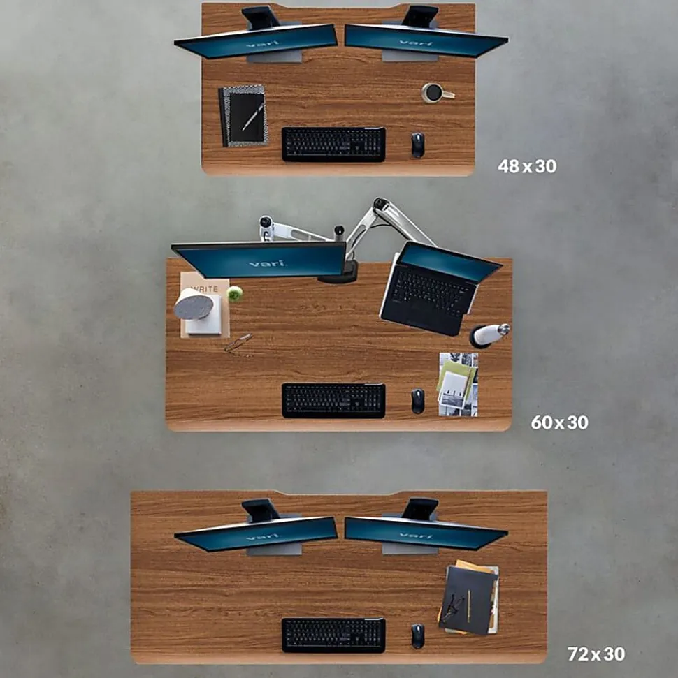 VARI Electric Standing Desk With ComfortEdge, 48"W, Walnut