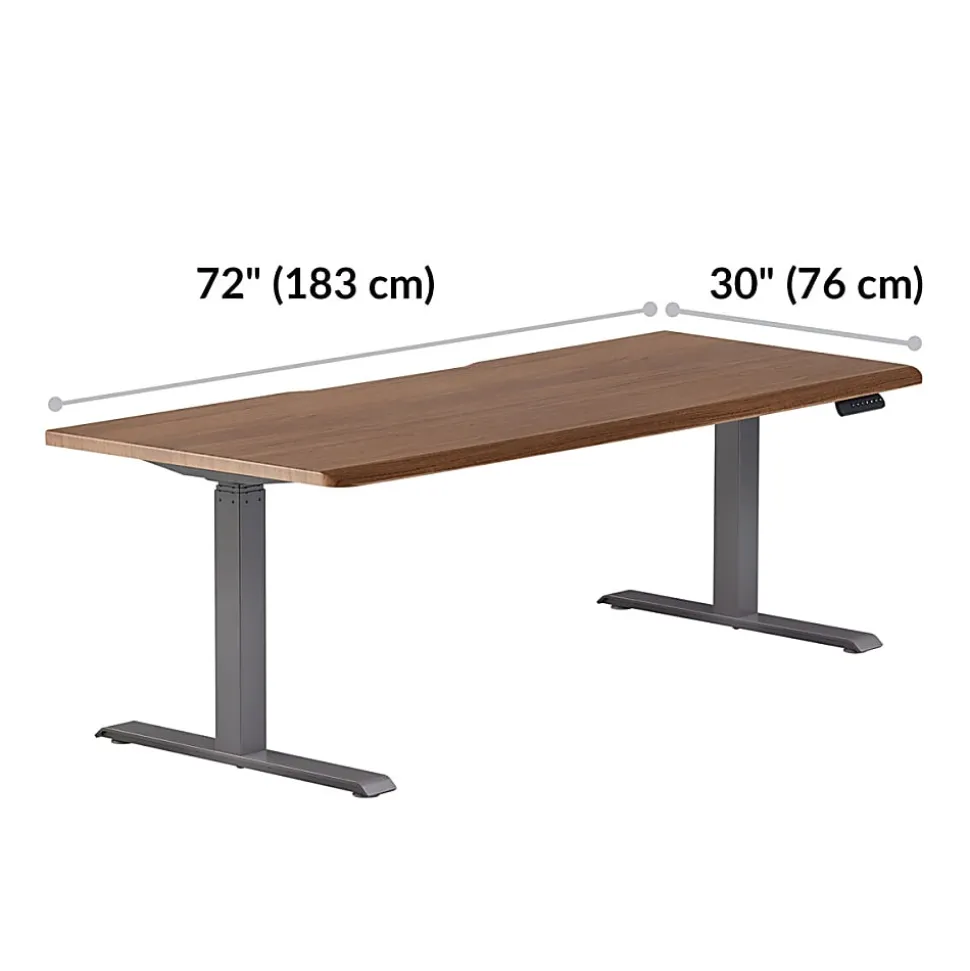 VARI Electric Standing Desk With ComfortEdge, 72"W, Walnut