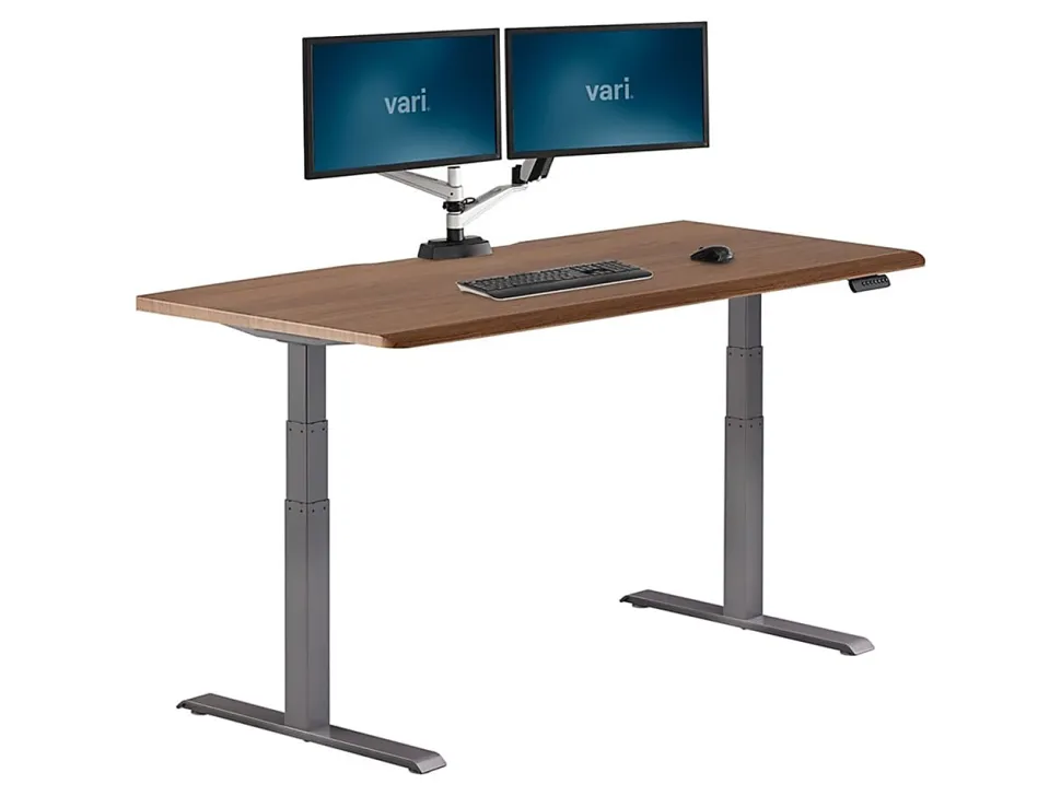 VARI Electric Standing Desk With ComfortEdge, 72"W, Walnut