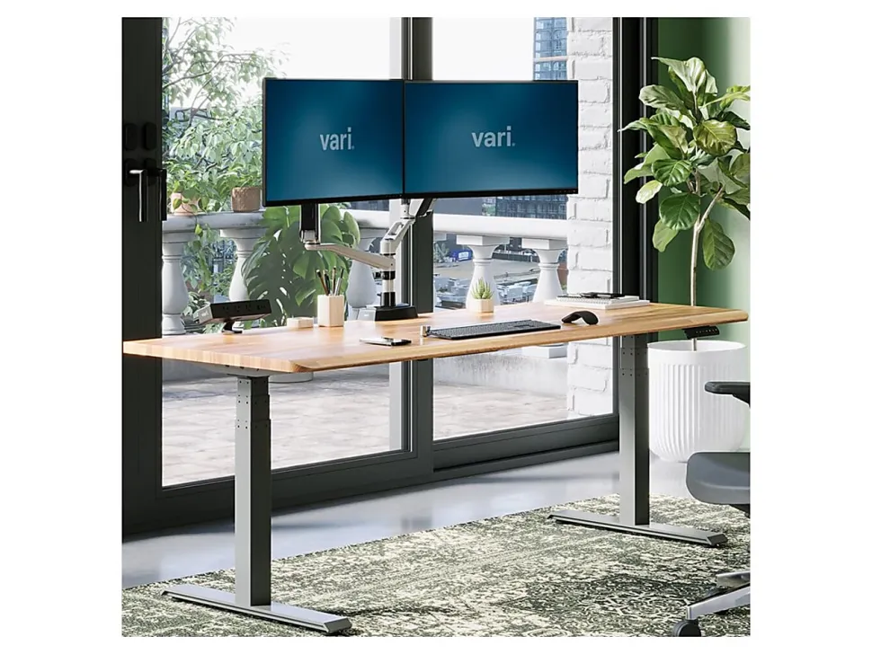 VARI Electric Standing Desk With ComfortEdge, 72"W, Butcher Block
