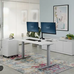 VARI Electric Standing Desk With ComfortEdge, 60"W, White