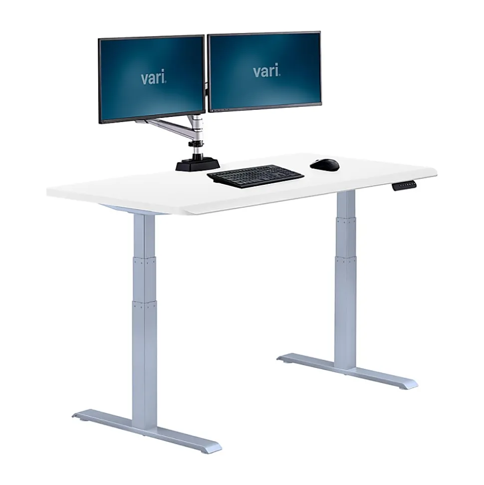 VARI Electric Standing Desk With ComfortEdge, 60"W, White