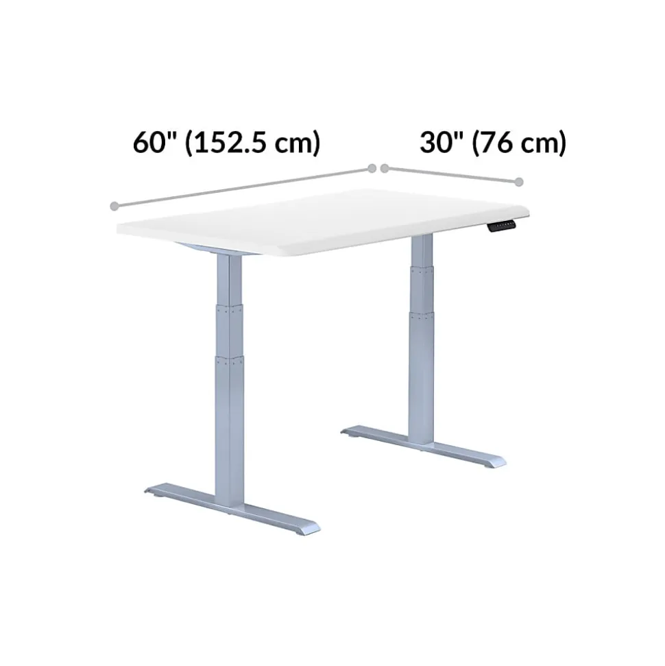VARI Electric Standing Desk With ComfortEdge, 60"W, White