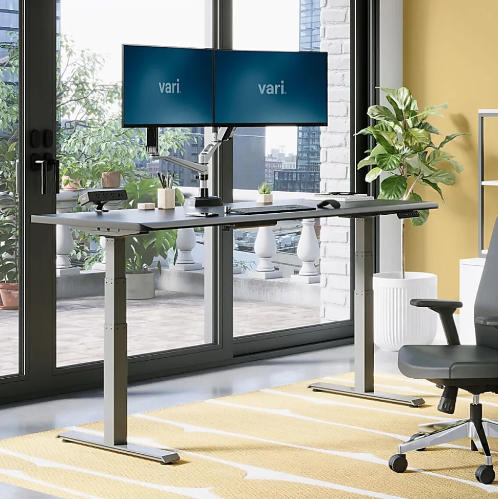 VARI Electric Standing Desk With ComfortEdge, 72"W, Black