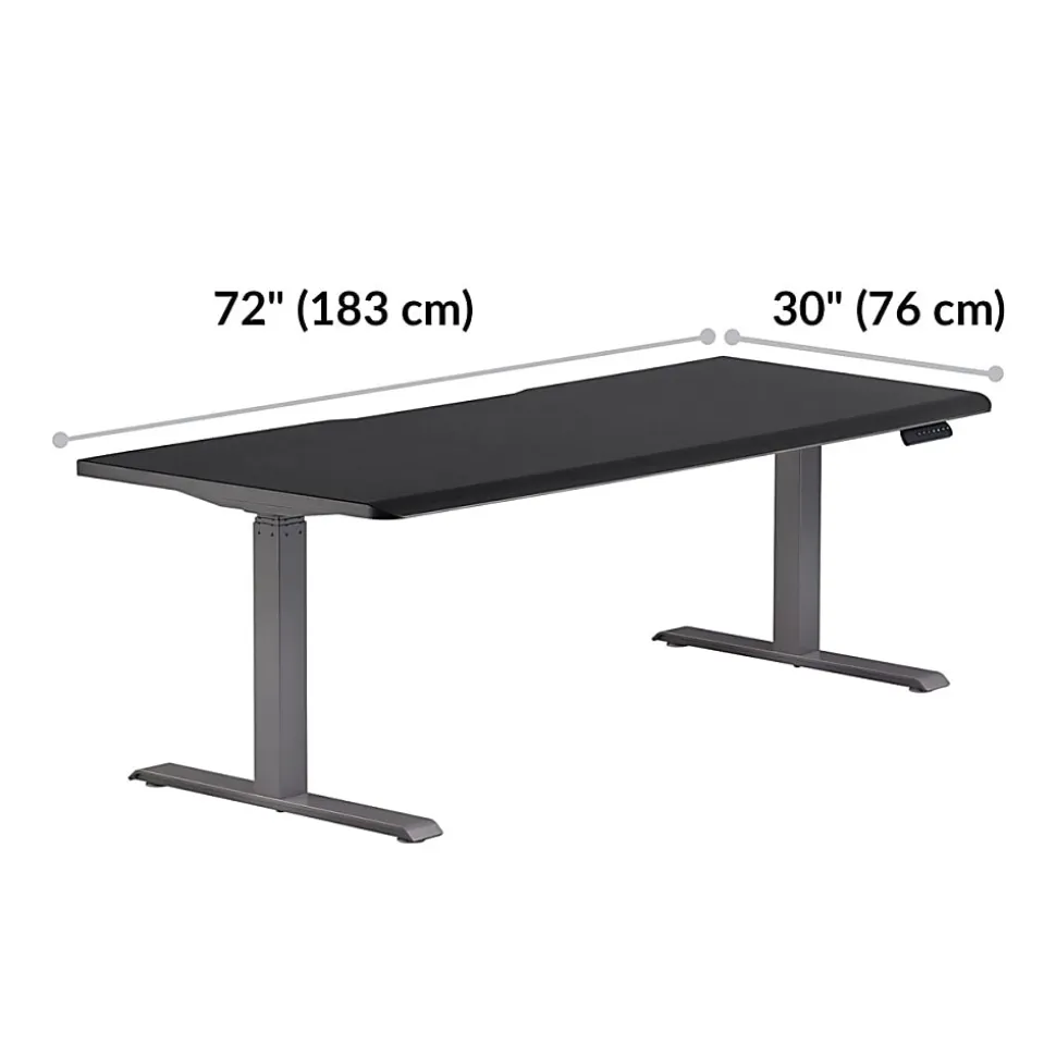 VARI Electric Standing Desk With ComfortEdge, 72"W, Black