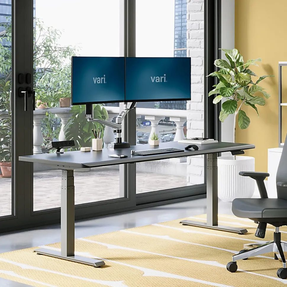 VARI Electric Standing Desk With ComfortEdge, 72"W, Black
