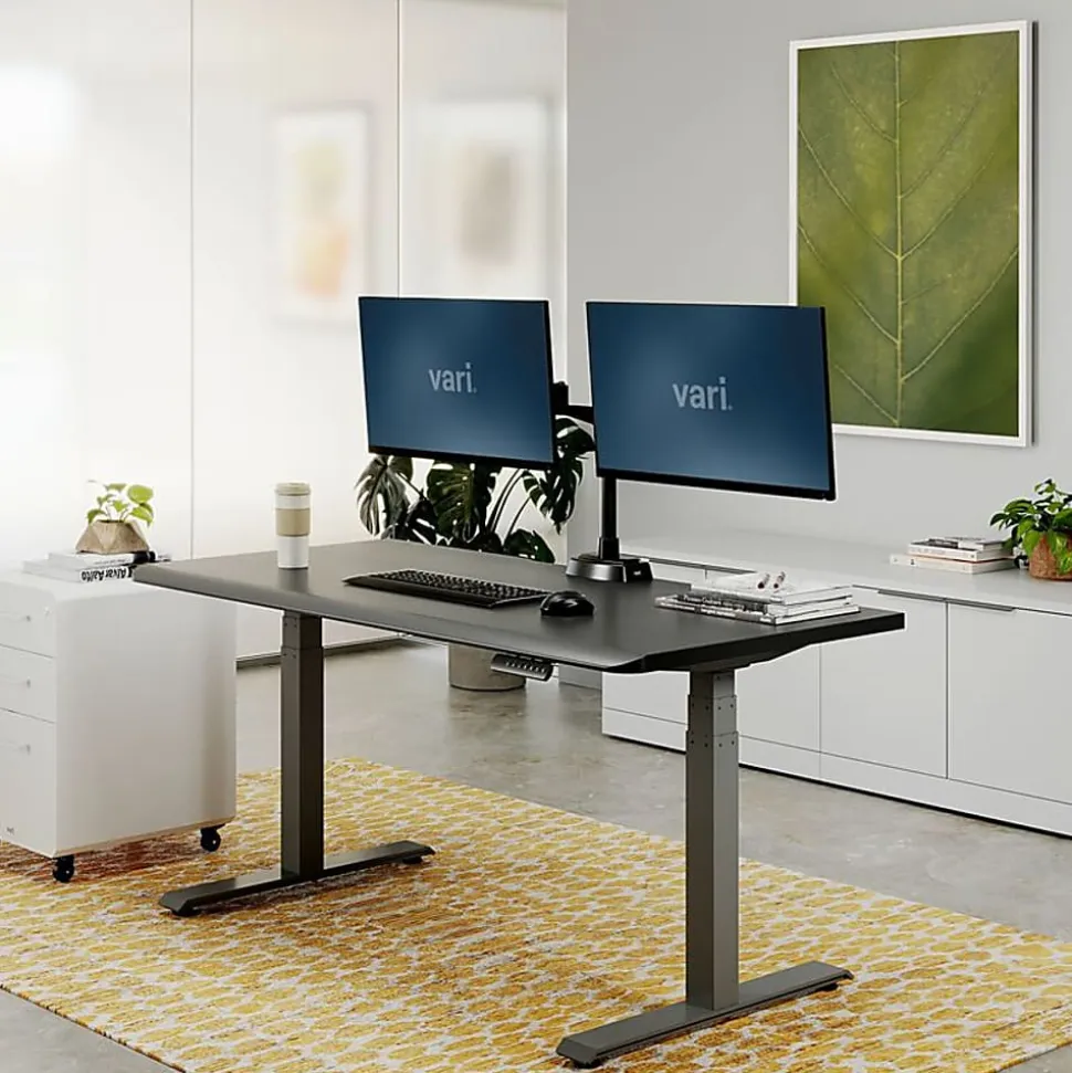 VARI Electric Standing Desk With ComfortEdge, 60"W, Black