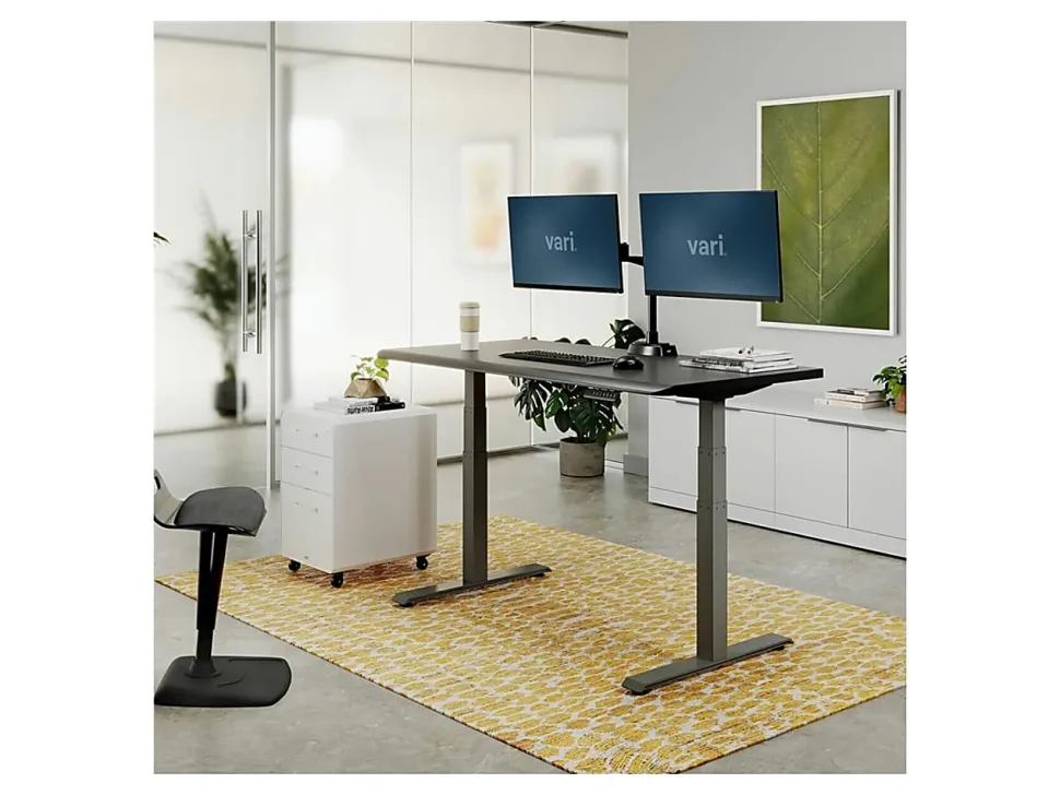 VARI Electric Standing Desk With ComfortEdge, 60"W, Black