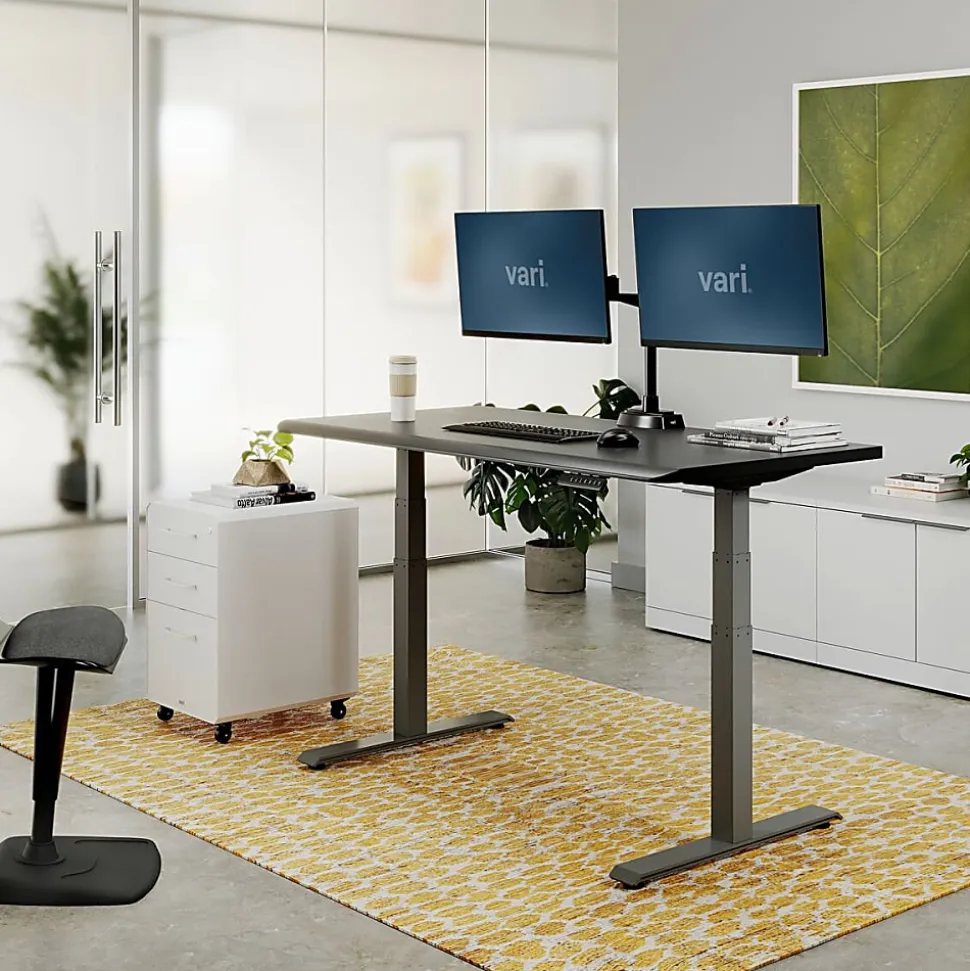 VARI Electric Standing Desk With ComfortEdge, 60"W, Black