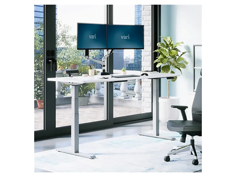 VARI Electric Standing Desk With ComfortEdge, 72"W, White