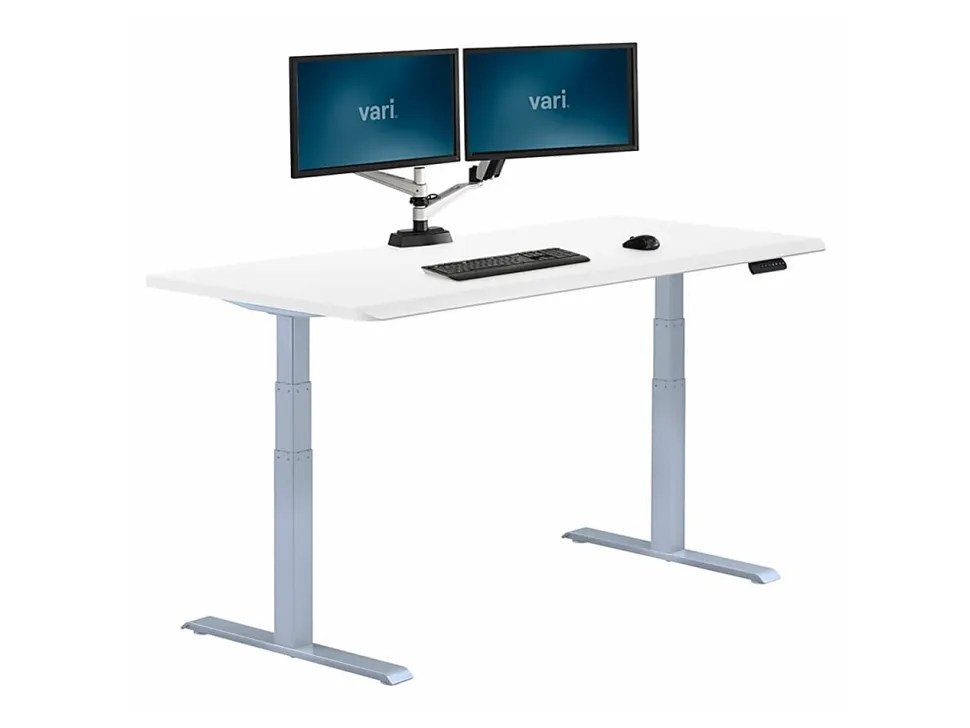 VARI Electric Standing Desk With ComfortEdge, 72"W, White