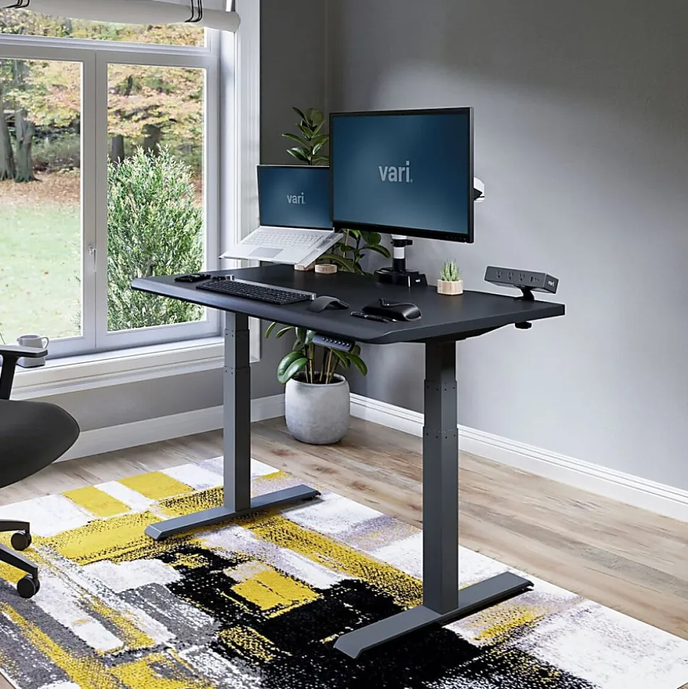 VARI Electric Standing Desk With ComfortEdge, 48"W, Black