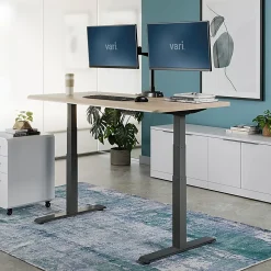 VARI Electric Standing Desk With ComfortEdge, 60"W, Light Wood