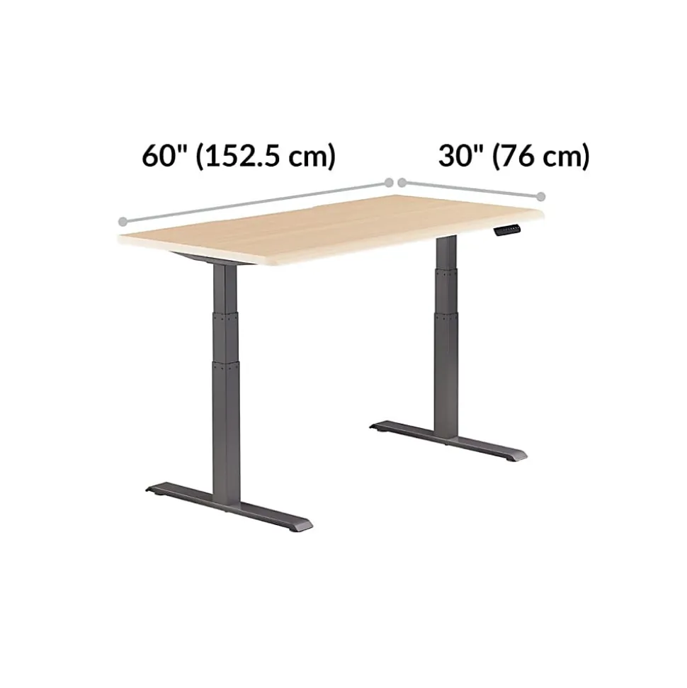 VARI Electric Standing Desk With ComfortEdge, 60"W, Light Wood